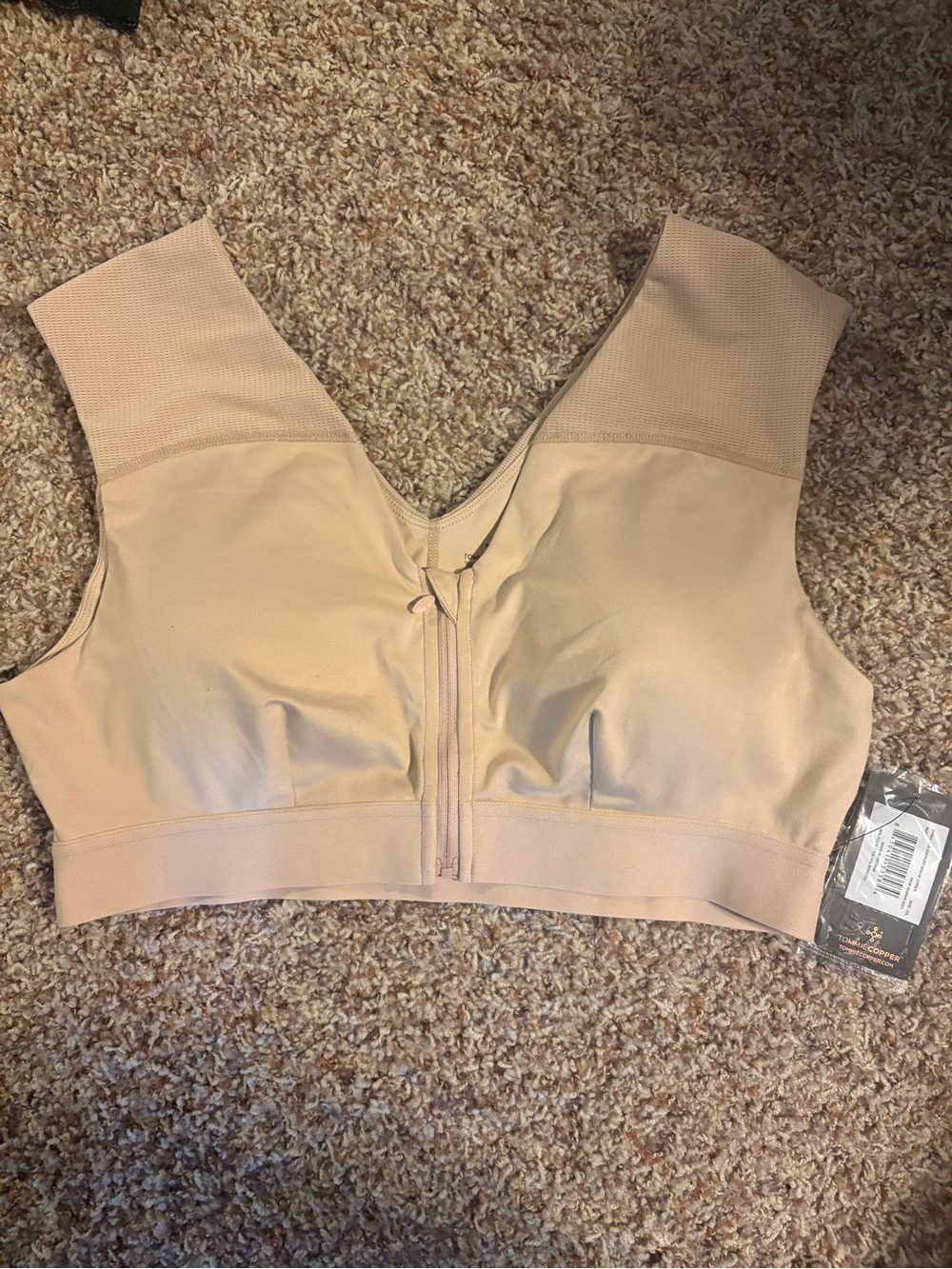 Tommie Copper Shoulder Support Bra w/Zipper - Nude - NWT